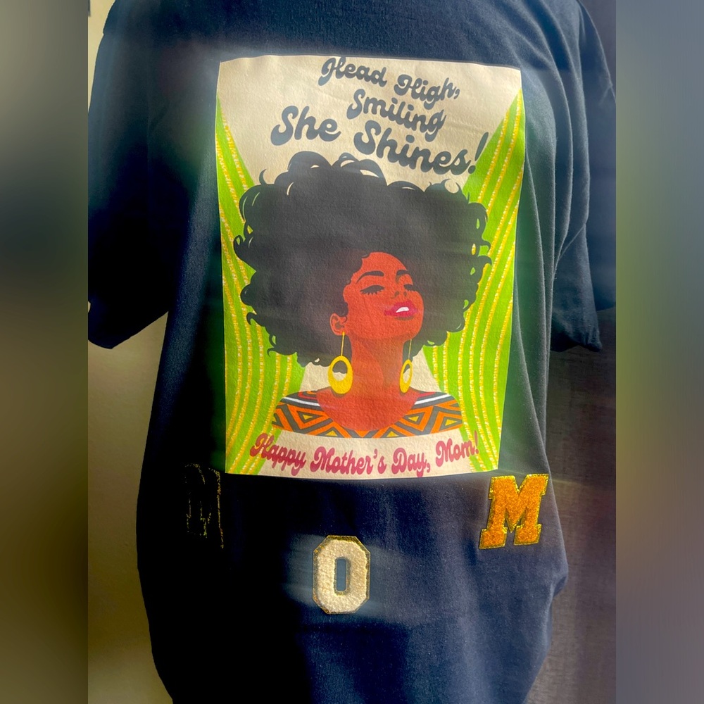 Black Graphic T-Shirt with Mother's Day Design